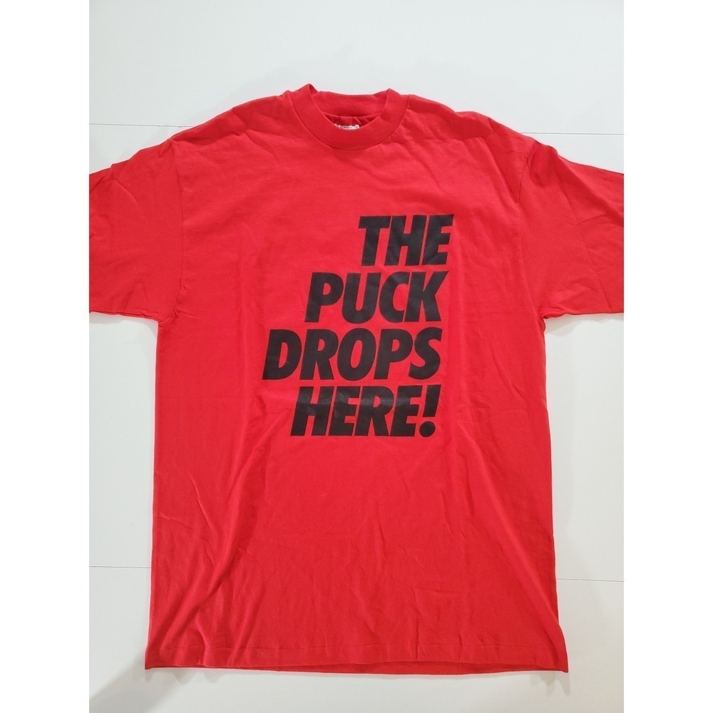 Vintage 90's ESPN National Hockey Night The Puck Stops Here T Shirt Lg Deadstock